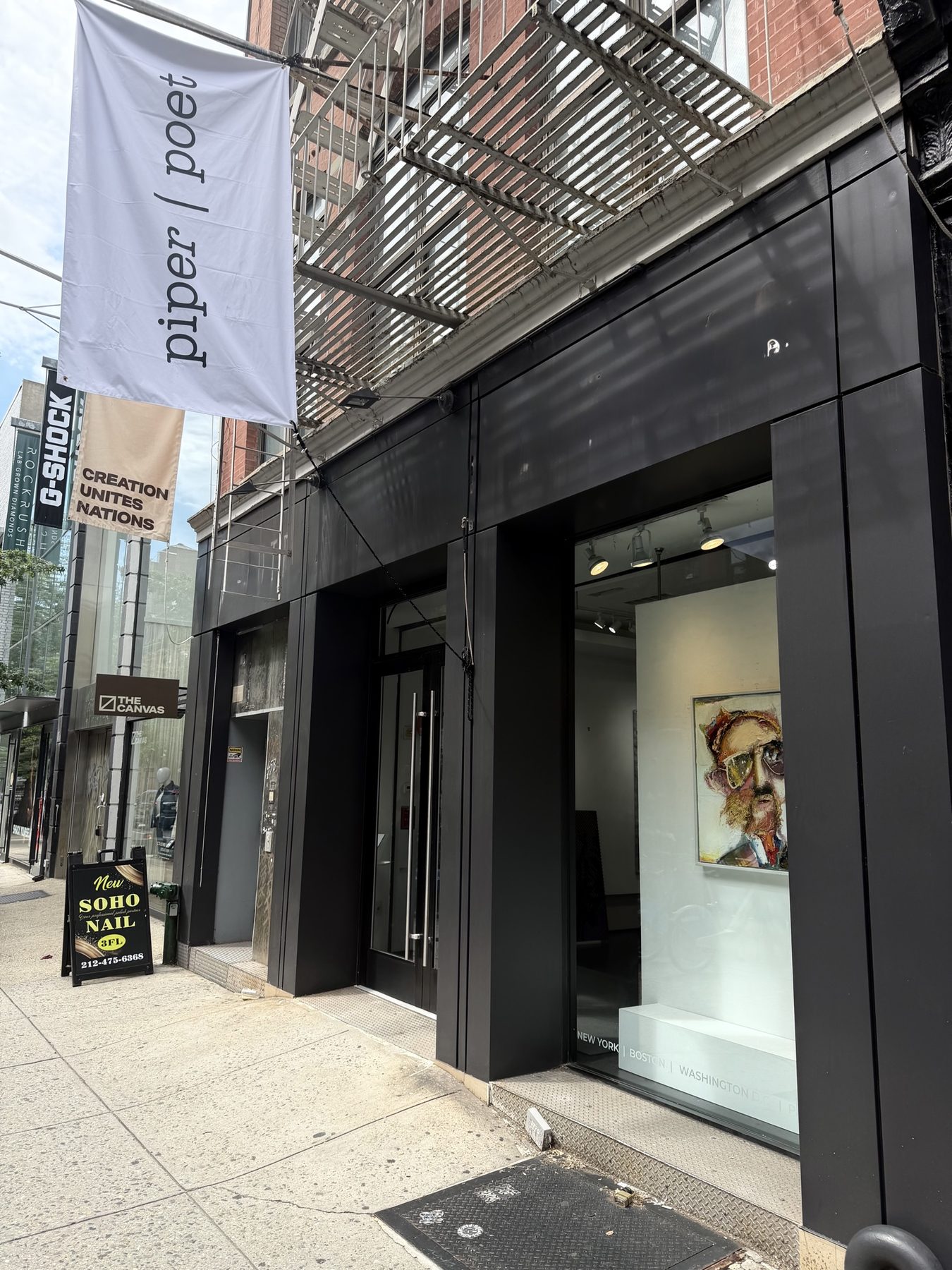 The gallery front at 458 West Broadway, New York